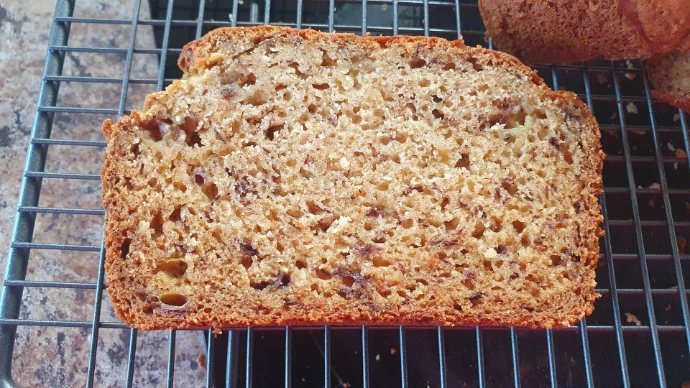 Slice of moist gluten-free banana bread